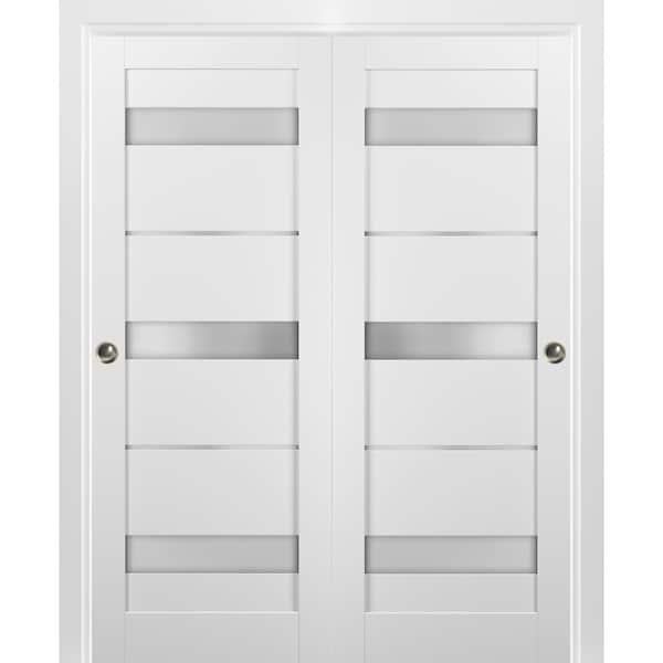 Sartodoors Double Barn Interior Door, 36" x 80", White QUADRO4055DBD-WS-4884 - main